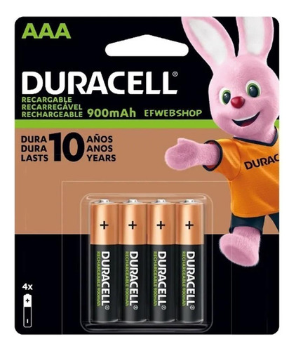 Duracell Rechargeable DX2400 4 piezas AAA cilíndrica