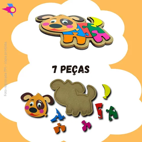 Kit 5 Quebra Cabeça Mdf 3d Em Madeira Animais Infantil Bebê