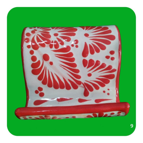 Imagen 2 de 5 de Porta Celular De Talavera Poblana Rojo Base Varios Diseños