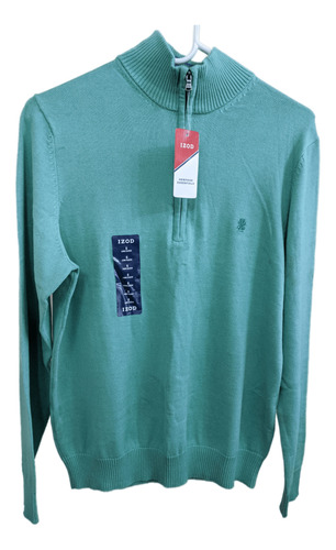 Izod Agata Green Fieldhouse Sweater Chompa Jersey 3/4 Zip