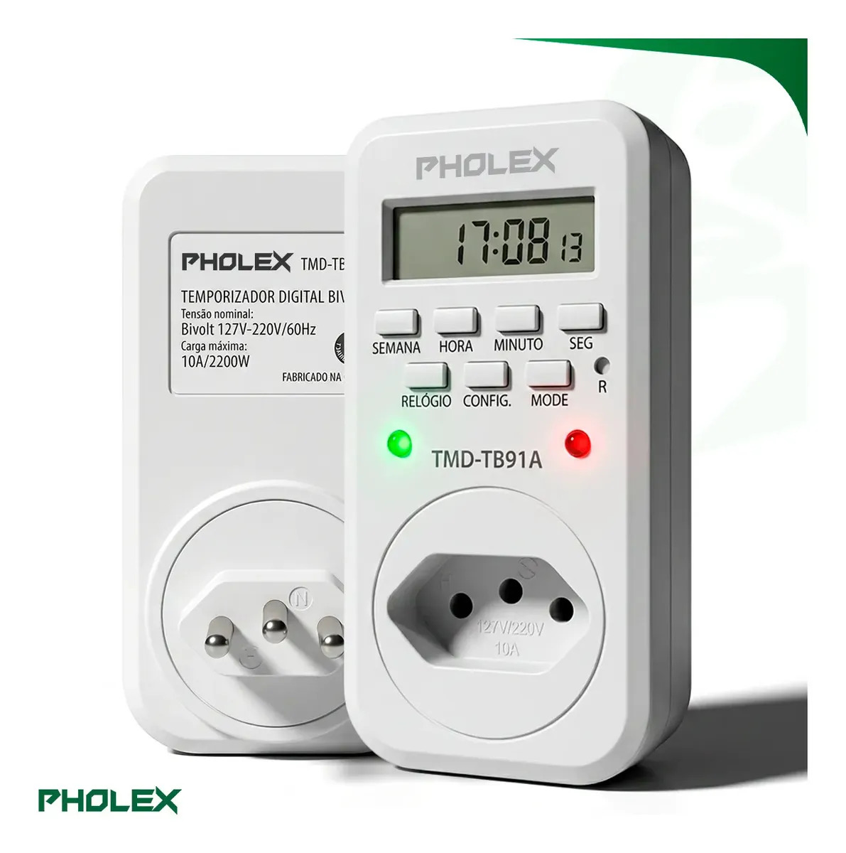 Temporizador Timer Digital Lcd Programável Tomada Bivolt Pholex