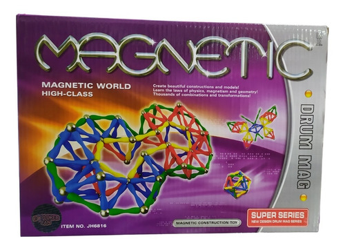 Imagen 5 de 10 de Bloques Magnéticos Magnetic World Palos Imantados 84 Piezas