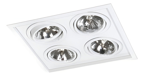 Spot Embutir Quadruplo Recuado P/ 4 Lâmpadas Led Ar 111 Estrutura Branco 127/220V