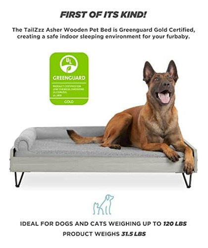 Tailzzz Cama Para Perros De Madera Con Colchón Resistente Al