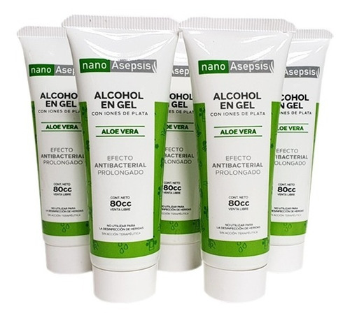 Alcohol En Gel Nano Apsepsis Con Aloe Vera 80cc X 5