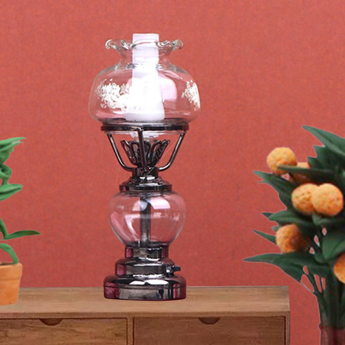 Lámpara De Mesa En Miniatura Para Casa De Muñecas Negro
