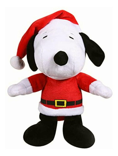 Peanuts 9  Holiday Snoopy Santa Plush Dog Toy With Squeaker
