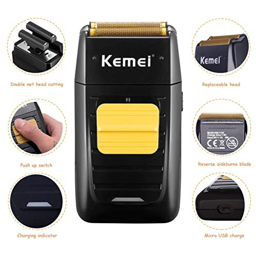 Afeitadora Eléctrica Profesional Kemei Double Foil Para Homb