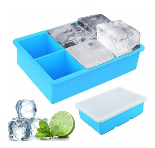 Cubetera Hielera Molde Silicona Hielo 6 Cubos Grandes