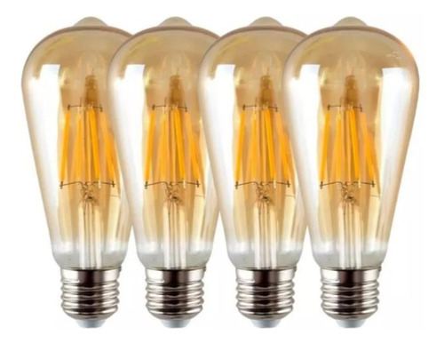 Pack X10 Ampolletas Filamento Led Edison 4w Retro Vintage