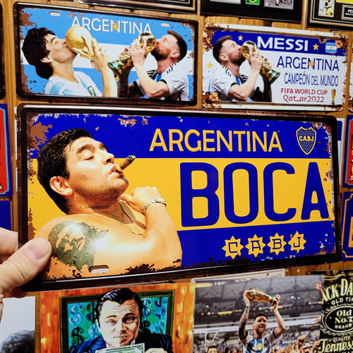 Cartel Chapa Boca Jrs. Diego Maradona Apto Exterior 