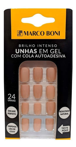 Kit Com 24 Unhas Postiça Em Gel Autoadesiva Nude Marco Boni