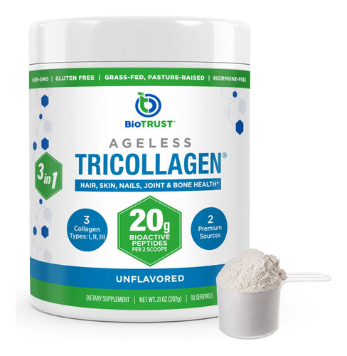 Biotrust Tri Collagen Powder - Polvo De Péptidos De Coláge
