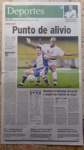 Diario La Voz Del Interior 27/9/2001 Talleres Mercosur