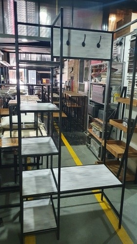 Imagen 5 de 7 de Mueble Recibidor 120x40x180 Con Estantes Industrial Madera