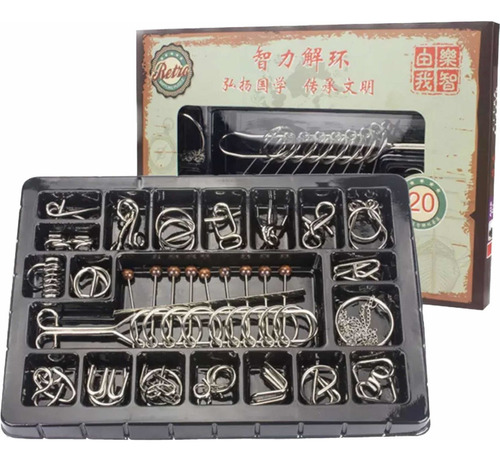 Kit 20 Quebra Cabeça De Metal Enigma Puzzle