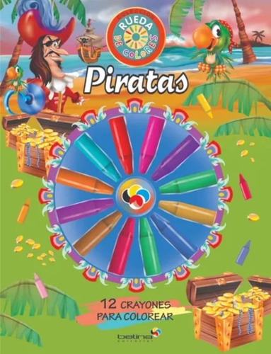 Piratas - Libro Infantil Para Pintar + 12 Crayones