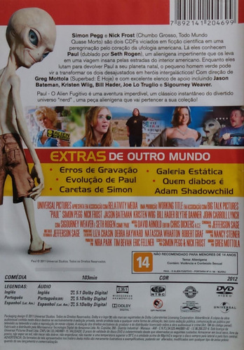Paul O Alien Fugitivo Dvd Simon Pegg Nick Frost (Usado)