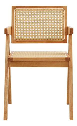 Sillones Square De Comedor Cocina Madera Rattan Sintético X2 Estructura De La Silla Marrón Claro