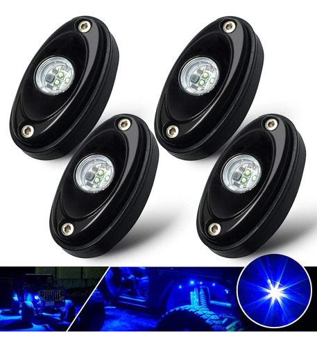 4 Discos Led Rock Light Kit Blue Led Neon Lights For Jeep Ca