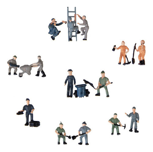25 Figuras Maquetas Pintadas Mixtas De Trabajadores Uniforme