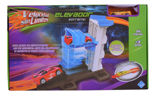 Pista De Auto Con Elevador Extremo Tipo Hot Wheels Velocidad Color Azul