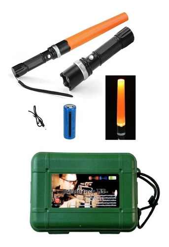 Linterna Táctica Multifunción Led Baliza Recargable Estuche