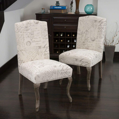 Ckh Top French Script Fabric Juego De 2 Sillas De Com...