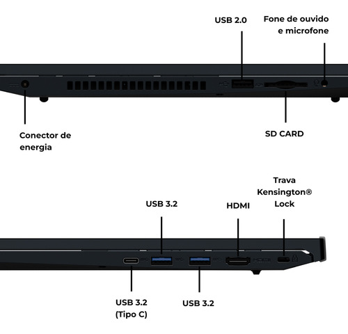 Notebook Positivo Vision R15 Lumina Bar, AMD Ryzen 5 8GB 256GB, Tela 15 polegadas Full HD Antirreflexo, Linux - Preto