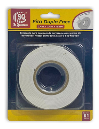 Fita Adesiva Dupla Face Com Fixação Segura 2.4mx1.7cmx1.5mm