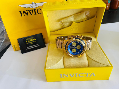 Reloj Invicta Subaqua Dorado Fondo Azul Caballero Full Set