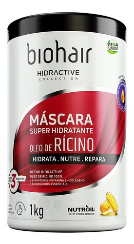 Máscara Hidratante 1kg Biohair Óleo De Rícino + Colágeno