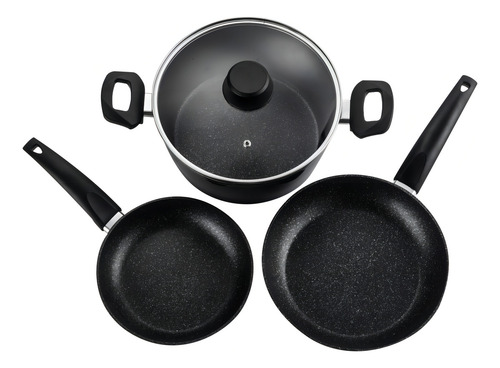Batería Cacerola Sartenes Vivant Aluminio Negro Fagor