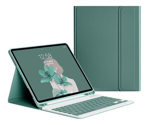GOOJODOQ Funda de Teclado para iPad 2017/2018 9.7/ iPad Air Cubierta de Soporte TPU Suave+Teclado