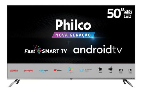 Imagem 1 de 4 de Smart Tv Philco 50 Android 4k Led Google Play Bivolt