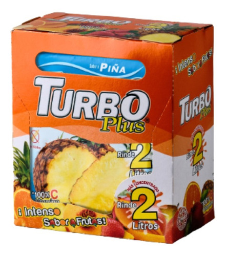 Jugo En Polvo Turbo Plus 2l Piña 10unids Sin Gluten Vegano