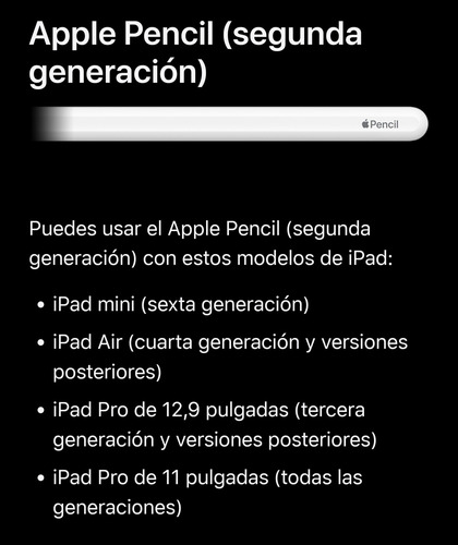 Apple Pencil 2da Gen. Blanco, Compatible Ipad Pro (Usado)