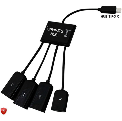 Hub Celular Tipo C Adaptador Múltiple Cable Otg Usb Carga Color Negro