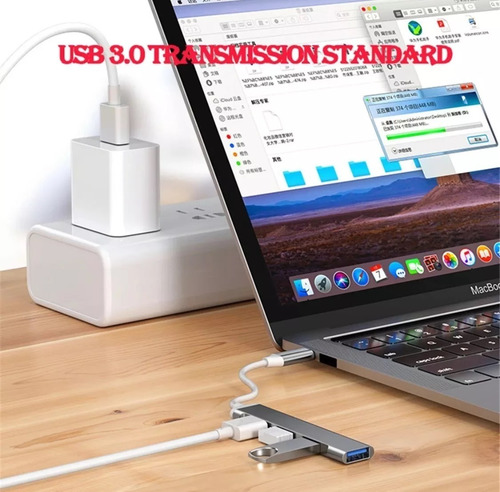Hub Usb 3.0 Multi Splitter Adaptador Otg 4 Puertos Aluminio