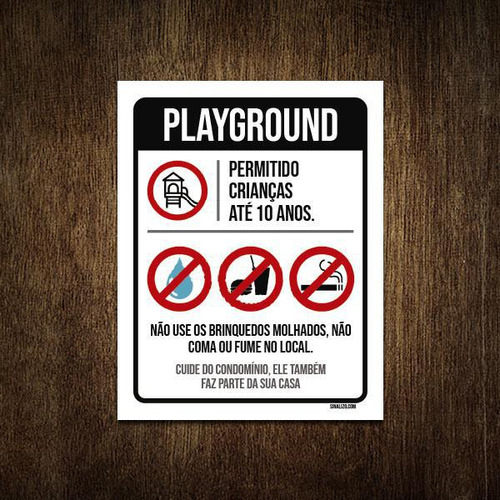 Placa Regras Normas Uso Playground 18x23