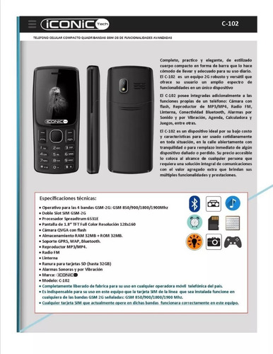 Imagen 2 de 2 de Teléfonos Celulares Iconic C102 Mayor Detal Oferta Nuevos