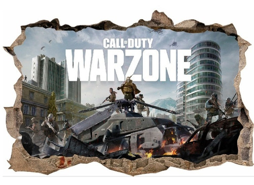 Vinilos Efecto 3d Pared Rota Call Of Duty Warzone - 1mx60cm