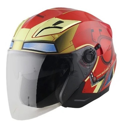 Casco Moto Marvel Iron Man Doble Visor Semi Integral Edge