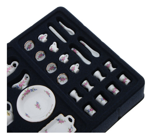 40pcs Rose Flores De Té De Porcelana 1/12 Casa Muñeca