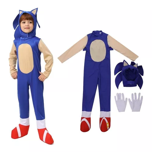 Fantasia Sonic The Hedgehog Infantil Com Máscara