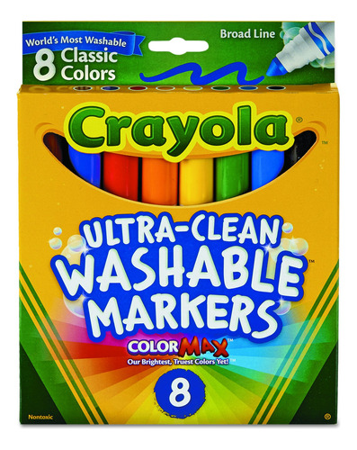 Crayola - Marcadores Lavables De Trazo Ancho De 8 Quilates