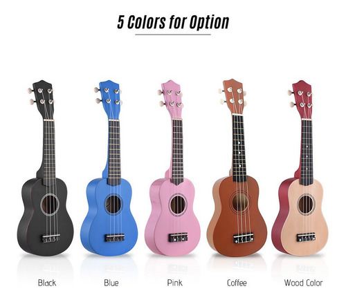 Ukelele Soprano Acústico De 21 Pulgadas, Kit De Ukelele Par