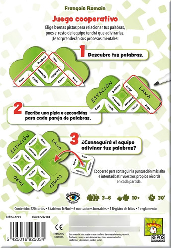 Juego De Mesa Cooperativo Charada Con Palabras So Clover!