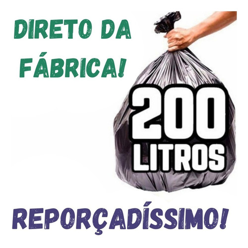 Saco Para Lixo 200 Litros  - Linha Pesada Boca Larga 4,5 Kg 