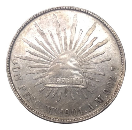 Moneda 1 Peso Fuerte Plata Ley 900 Año 1901 Ceca M Cdmx